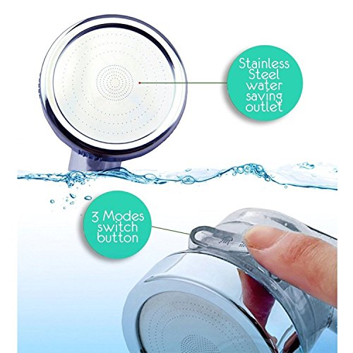 MiSion 3 Way 30% Duschkopf Wasserspar Handbrausen 200% Hoher Druck Ionenfilter Chlor Filtration Duschen - 5
