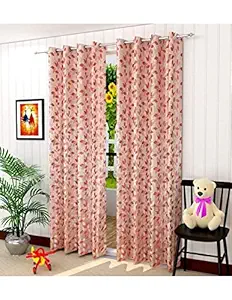 Skyloom Floral Curtain Drapes for Door - 50% Blackout Eyelet Polyester Panels for Home & Office - Modern Curtains for Kids Bedroom Living Room Hall , Set of 1, 4 x 7 Feet, Maroon