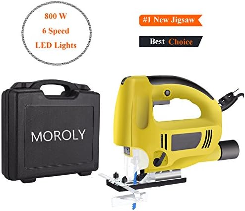 Egotrade 800W Electric Jig Saw 6 Speed with Laser LED Lights 5.9FT Cord with Carrying Case Electric Jigsaws Handle Jigsaw