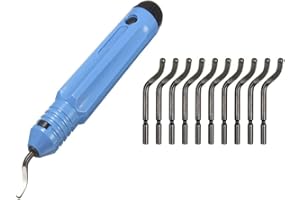 Deburring Tool Set,niCWhite Deburring Tool Kit with 10pcs BS1010 Blades and Swivel Head Handle,Burr Remover Tool for Cutting Deburrs Wood,Plastic,Aluminum,Copper and Steel