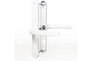 GENERIC UPVC Door Handles Set Suits Fullex Locks - White - Lever/Lever - 68mm PZ (Centres) - 215mm Screw to Screw - Backplate 245mm X 34mm - UPVC, White Replacement PVC