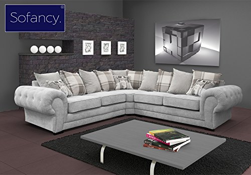 Brand New - Large - Verona Corner Sofa - Original Size (Silver)