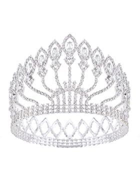 herzii Hochzeit Brautschmuck Kristall Tiara Kronen Prinzessin Queen Festzug Ball Strass Silber Tiara Haarreif...