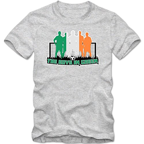 Irland WM 2018#7 T-Shirt Éire Fußball Herren The Boys in Green Trikot Nationalmannschaft, Farbe:Graumeliert (Grey Melange L190);Größe:M