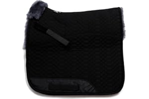 Engel Reitsport | SCHABRA1-VSS-SCH-ANT | Schabracke | Steppstoff | Lammfell im Sattelbereich | Half Lined | Fellkranz vorne | Vielseitigkeit | Stoff schwarz Fell anthrazit