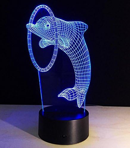 LUCKY GODDESS 3D Colorful Dolphin Lights LED Touch 3D Lights Colorful Table Lamp Strange New Night Vision Lights Christmas