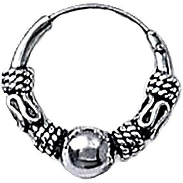 Boucles D'Oreilles Créoles De Bali En Argent 925 - Diamètre 12 Mm - Rhodié