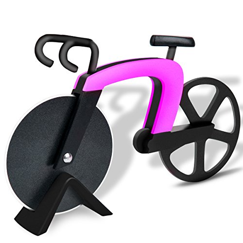 Pizzaschneider Fahrrad Pizza Schneidrad, Küche & Haushalt Edelstahl Räder Cutter Tool - Rose Red