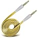 Produktbild N4U ONLINE Doppelpackung - Huawei P8 Max 3.5mm vergoldet Klinke auf Klinke flaches Kabel AUX auxiliar audio 1 Meter Kabelleine - Gelb