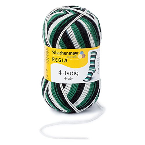 Regia 9801269-05390 Handstrickgarn, Wolle, schwarz/weiß/grün, 16 x 9 x 9 cm