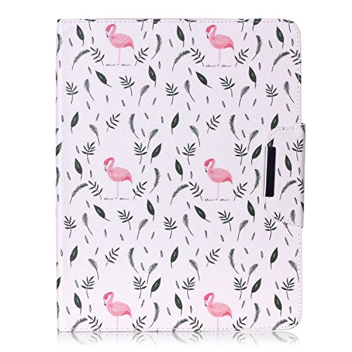 iPad 2 iPad 3 iPad 4 Hülle, Deenor Bunt Painting und Stilvoll Brieftasche Tasche PU Leder Flip Protective Stand Tasche Schutzhülle Hülle für Apple iPad 2 iPad 3 iPad 4 Generation.[Flamingos] - 2