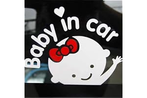 YHRY Car Sticker Decal, Baby White Warning Sign, Reflective Waterproof Bright Safety Sign, Child On Board, Cute Shape