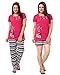 AV2 Women Pink Graphic Top, Pyjama & Shorts Set RS.829.00