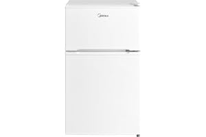 Midea 134L Gross & 87L Net Double Door Refrigerator with Separate Chiller Compartment, 2L Bottle Holder, Mini Fridge for Kitchen, Bedroom, Office & Bar, Inverter Quattro, White - MDRT134FGE01AE