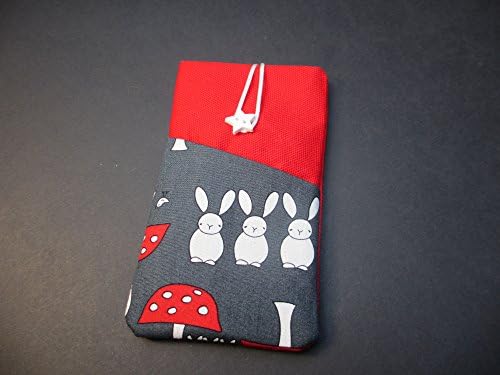 Red phone sleeve for iPhone / ipod / Sony / Nokia with rabbits pocket