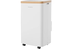 Rowenta AU5620 Turbo Eco Sense+ Mobiles Klimagerät | 3-in-1: Klimaanlage, Luftentfeuchter und Ventilator | 13.000 BTU | für Räume bis 120m³ | Energiesparfunktion | leise | Weiß mit Holzoptik