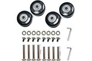 LOTOWELZON 4Pcs Set Luggage Replacement Wheels 40/45/50/54mm with 6mm(0.24") Bearings Repair Kits ABEC 608zz for Suitcase and Inline Outdoor Skate and Caster Board