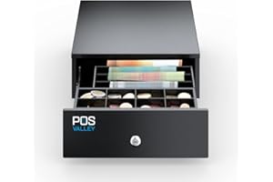 Mini tiroir pour caisse enregistreuse, tiroir petit porte-argent ouverture POS imprimante RJ et caisse enregistreuse, boîte à valeurs avec 4 compartiments pour billets et 8 pièces 24 x 32