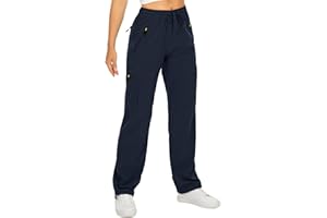 mosingle Women's Walking Cargo Trousers Lightweight Quick Dry UPF 50 Hiking Pants for Safari Travel Work Casual Golf Zip Pockets
