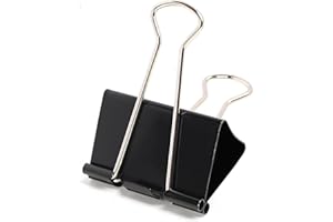 POERMA Lot de 24 Pinces à Double Clip 51mm, Double Clip en Métal Binder Clips Noires, Pinces à Dessin pour L'école, Fournitures pour la Maison, 12 par Boîte, 2 Boîtes
