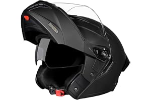 STUDDS Trooper ISI and DOT Certified Matt Finish Flip-up Full Face Helmet for Men and Women with Inner Sun Visor (Matt Black M)