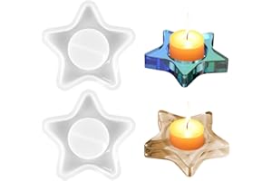 MORLUKS 2 Stück Silikonform Kerzenhalter Stern, Silikonformen Gießformen Kerzenhalter, 3D Silikonform Weihnachten Gießform Kerzenhalter, Silikon Gießform für Epoxidharz Casting DIY Kerzenständer Handwerk