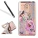 Produktbild Huawei Honor 6X Silikon Handy Hülle,Leeook Elegant Retro Floral Schön Vogel Rosa Blume Crystal Soft Clear Case Electroplate Plating Rose Gold Frame Scratch-Resistant Bumper Soft Rückseite Cover Tasche Ultradünne Galvanisiergeräte Weicher Gel TPU Tasche Schutzhülle Hülle Tasche für Huawei Honor 6X + 1 x Schwarz Eingabestift-Bird Pink Flower
