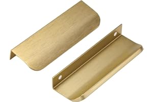 Ndjiloik Pack of 10 Hidden Door Handles, Cabinet Handles, Furniture Handles, Aluminium Alloy for Wardrobe, Door, Drawers, Gold, Total Length 120 mm