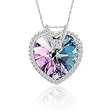 Mothers Day Gift Pealrich Fashion Silver Mystic Heart Shaped Love Pendant Neckla