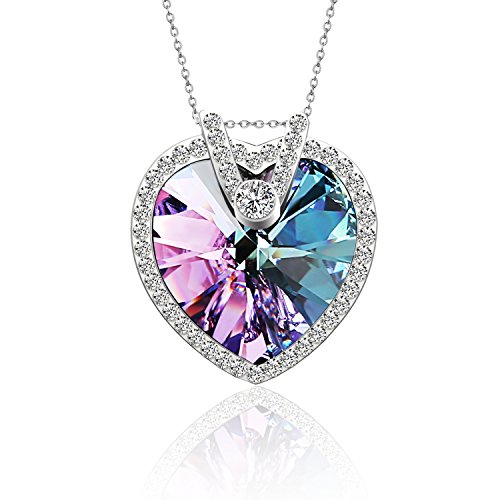 Mothers Day Gift Pealrich Fashion Silver Mystic Heart Shaped Love Pendant Necklace for Women with Swarovski Cr
