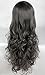 S-noilite 32" Long Curly Dark Grey Wigs Ladies Women's Full Head Cosplay Anime Costume Party Wig - Short Bang Style
