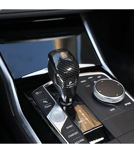 Copertura Pomello Cambio In Fibra Di Carbonio Per BMW Serie 3, 5, X3, X5 - Accessorio Interno Auto In ABS, Antigraffio, Nero