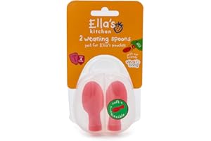 Vital Baby Ella's Kitchen Pouch Spoon Tips - Baby Weaning Spoons - Soft, Gentle and Flexible - BPA, Phthalate & Latex Free - Hygienic Travel Case Included - 4m+ - 2pk Red