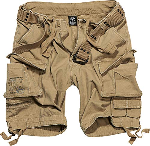 Brandit Salvage Vintage Shorts - Hombre Cortos Cargo B-2001-100% algodón - Beige - M