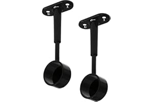 Gedotec Schrankrohrlager für Decken-Montage | TUBI | 2 Stück Schrankrohr-Endträger Schwarz für Garderoben-Stangen rund | Kleiderstangen-Befestigung D: 25 mm | Decken-Stangenhalter höhen-verstellbar