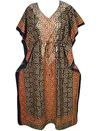 INDIATRENDZS WOMEN KAFTANS PAISLEY PRINTED BOHEMIAN COVER UP LONG KAFTAN DRESS 58"