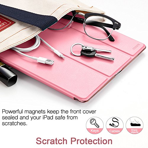 iPad Air Hülle, ESR® Yippee Series Auto aufwachen / Schlaf Funktion Wickelfalz Ledertasche mit Lichtdurchlässig Rückseite Abdeckung Leichtgewicht Schutzhülle für iPad Air / iPad 5 (Süß Rosa) - 5