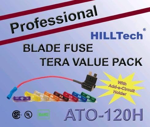 US Grade w/Add-A-Circut Holder 120 PCS Professional ATO Blade Car Truck Fuses Assortment ATO-120H Fuse Kit Set Assorted 3A, 5A, 7.5A, 10A, 15A, 20A , 25A, 30A