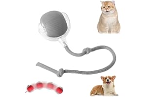CORLIDEA Juguetes interactivos de pelota para gatos, juguetes para gatos con bola giratoria, bolas de gato de movimiento automático, juguetes automáticos de bolas de gato con ratón de imitación de cordón