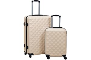 vidaXL Hartschale Trolley Set 2-TLG. 4 360-Grad-Rollen Hartschalenkoffer Reisekoffer Koffer Kofferset Handgepäck Bordgepäck Reise Golden ABS