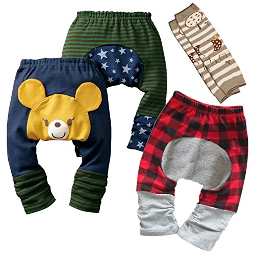 Kubeer 4pc 0-3T Baby Kid Pants Children Boy Infant Legging Tights Trousers Cloth
