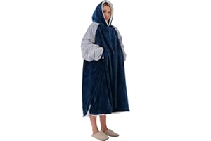 Winthome Sweat Plaid - Pull Plaid Double Chaud Doux, Sweat Plaid Femme avec Capuche et Poche, Poncho Plaid pour Adulte Homme Femme, Cadeau, Hiver, Sherpa Sweet Plaid, Couverture a Capuche Oversize