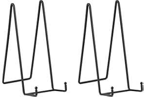 DIDUDIDU Large Plate Holder Display Stand - 12 inch Super Tall Big Plate Stands for Heavy Duty Display - Metal Picture Frame Stand - Tabletop Easel Stand for Decorative Platter | Plaque | Book - 2 Pack - Black