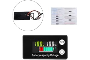 Heemol Batteriekapazitätsmonitor 12V 24V 36V 48V 60V 72V 84V Batteriemessgerät Multifunktionaler DC8-100V LCD Batteriestand Spannungs mit Temperatursensor Alarm für Autos Boote Wohnmobil.