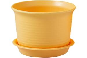 VALINK Doniczki z otwartym dnem otwory drenażowe, plastikowe doniczki na kwiaty pogrubione sukulenty doniczka do pokoju dziecięcego z podstawką do wewnątrz, na zewnątrz, żółta