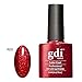 GDI Nails - R05 Ruby Blitz - Deep Burnt Red Shade - UV LED Soak Off Gel Nail Polish Varnish - Shimmer Glitter Range - 8ml