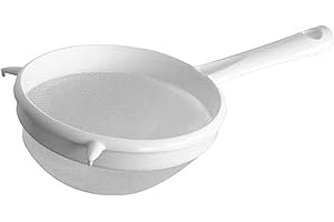 Fackelmann Colino con Rete Maglia Fitta in Plastica, Bianco, Diametro 17 cm per Filtrare e preparare Kefir, Kombucha, Brodi e Bisque Linea Arcadalina Colore Bianco