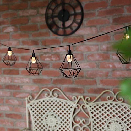 solarbetriebene Außen Design Metall Lichterkette, schwarz, mit LEDs in warmweiß, 2,7m, von Festive Lights - 2
