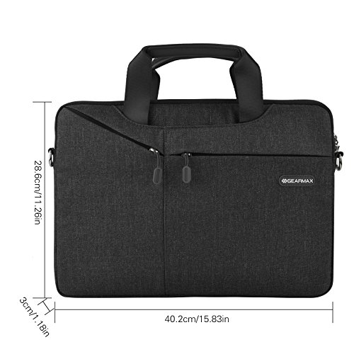 Laptop Notebook Schultertasche, EKOOS Business Aktenkoffer Tasche Hülle Sleeve Einfache Stil Wasserdichte Nylon Stoff Notebook Sleeve für Macbook Air / Pro Retina, Microsoft Surface Pro 4/3, Ultrabook, Netbook (15.6, Schwarz) - 7
