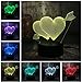 Produktbild 3D Optical Illusion Lampe Led Nachtlicht Liebe Romantische 3D Pfeil Durch Das Herz Led Nachtlicht Schreibtischlampe Hochzeit Schlafzimmer Dekor Liebhaber & Paar & Schatz Beste Geschenk